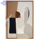 tableau abstrait contemporain toile peinture beige noir blanc marron clair 50x70cm 40x60cm 30x40cm 20x30cm