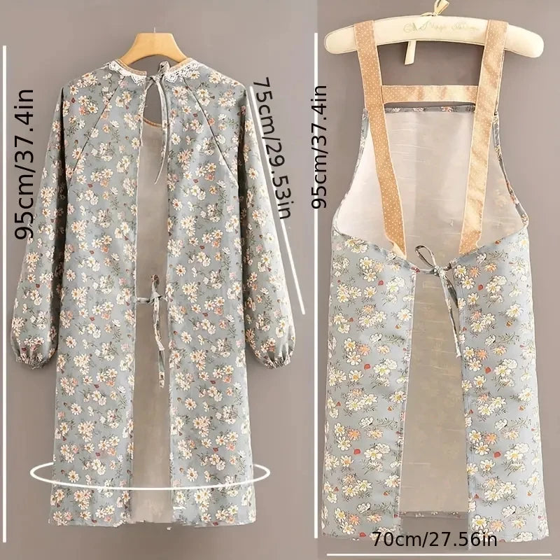 Tablier de cuisine à manches longues en toile gris clair