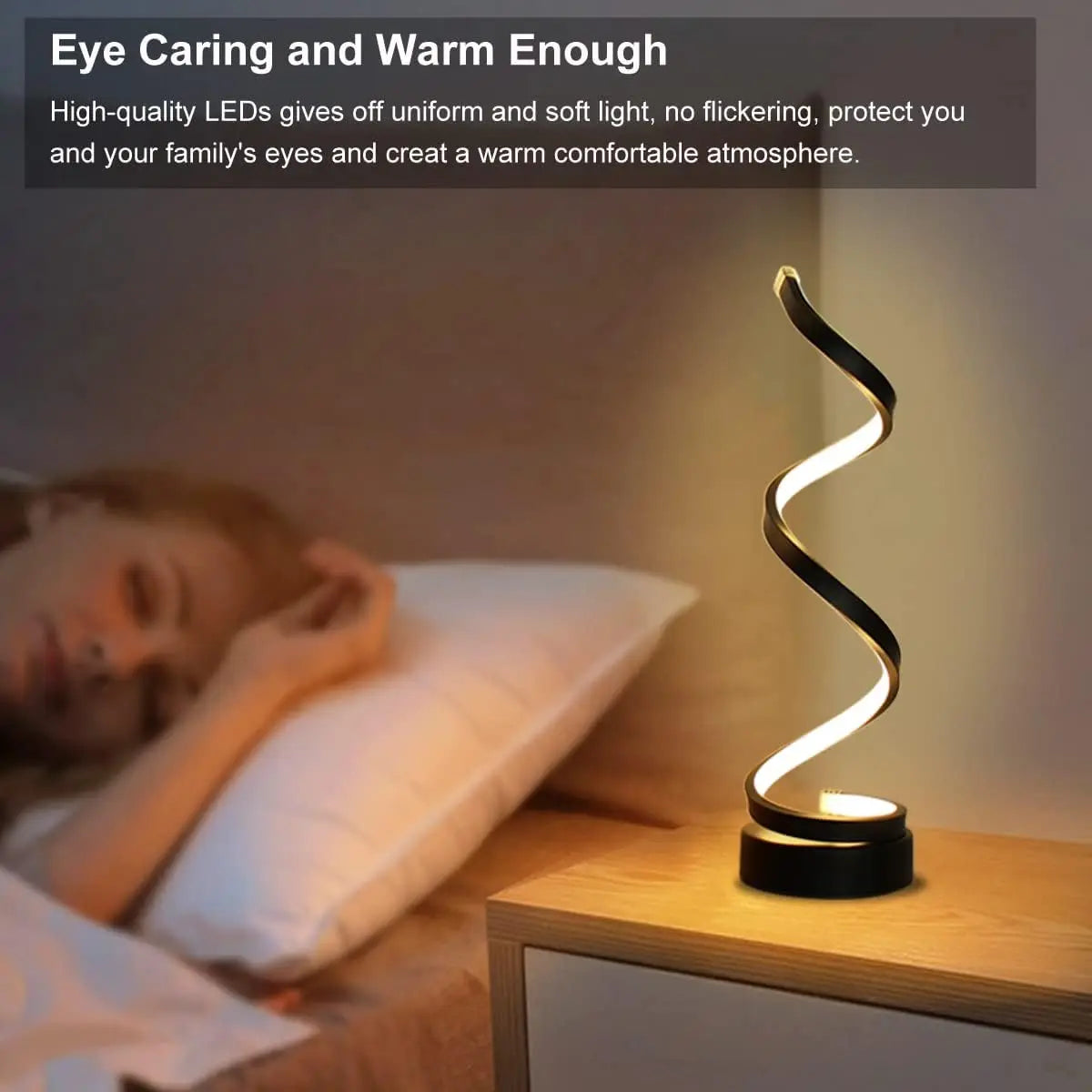 lampe table moderne spirale noire intense variable chambre salon