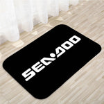 tapis moderne antidérapant sea doo logo floral noir jaune blanc rouge bleu orange couloir