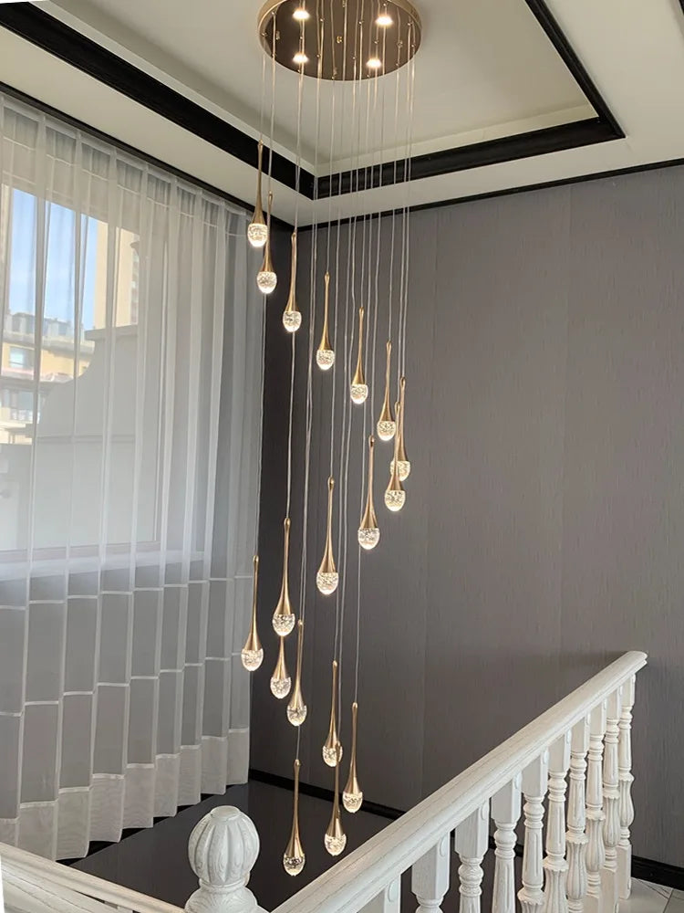 suspension lumineuse or contemporaine 15 lumières transparentes bulles 50cm 250cm