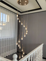 suspension lumineuse or contemporaine 15 lumières transparentes bulles 50cm 250cm