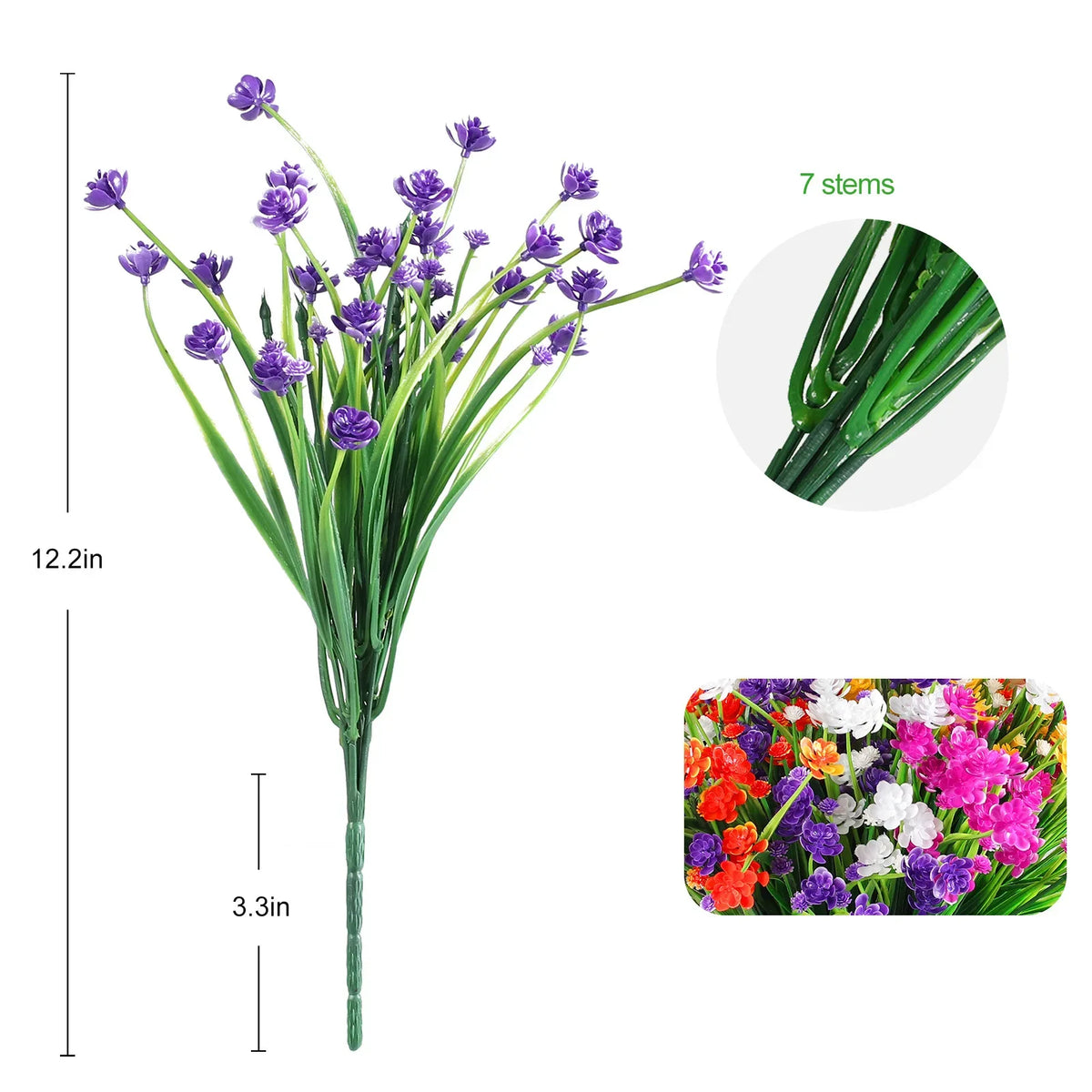 bouquet artificiel violet blanc rouge jaune orange petites fleurs modernes intérieur extérieur adjustable