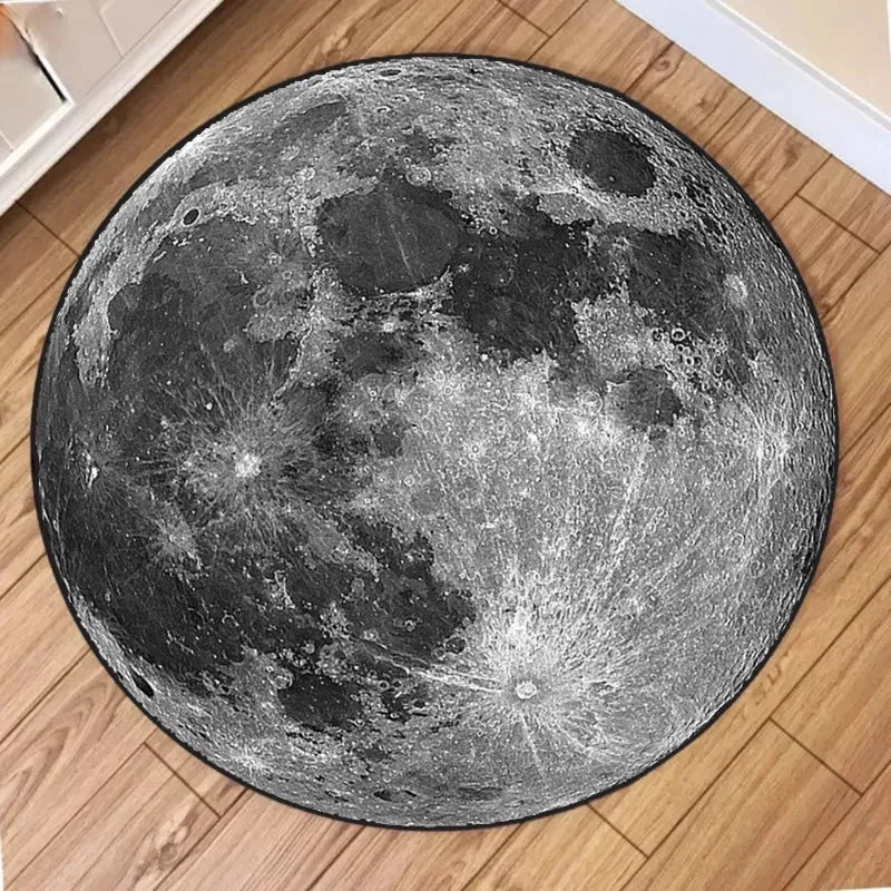 tapis rond moderne lune floral gris beige antidérapant polypropylène polyesterextérieur salon chambre