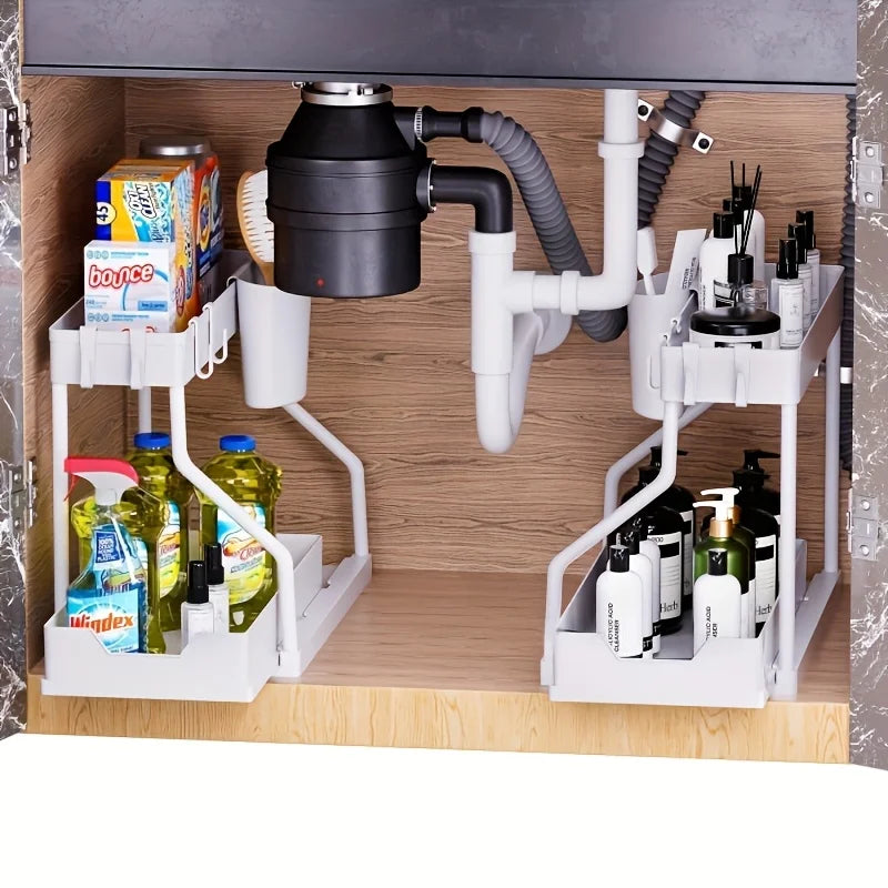 organisateur sous évier blanc moderne acier inoxydable crochets tasse couvercle anti poussière