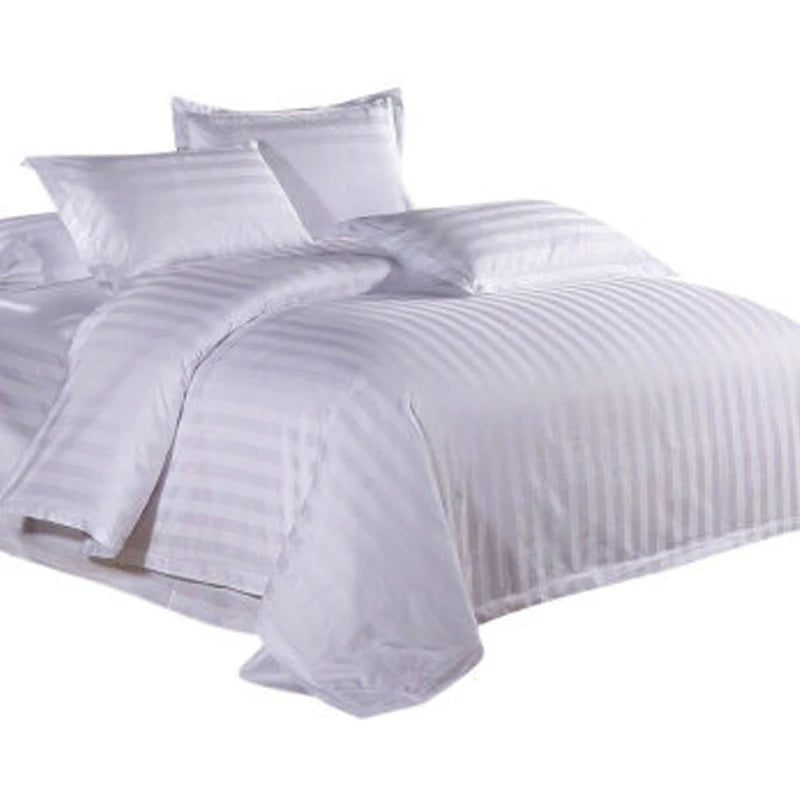 housse couette coton égyptien 100 blanc rayures horizontales classique opaques 400 fils lit adulte