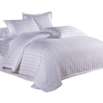 housse couette coton égyptien 100 blanc rayures horizontales classique opaques 400 fils lit adulte