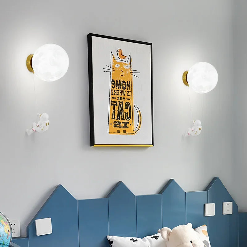 appliques murales modernes lampes décoratives astronautes lunes éclairage blanc bébé chambre