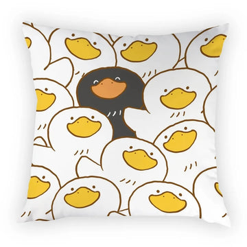 coussin carré décoration intérieure motif canard fleurs texte duck moderne enfantin textile polyester