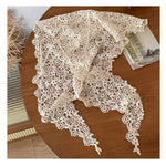 foulard dentelle motif floral blanc cassé classique vintage été femme junior décontracté polyester haute