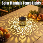 lampe solaire extérieure ip65 moderne mandala noir doré décoration murale festive led