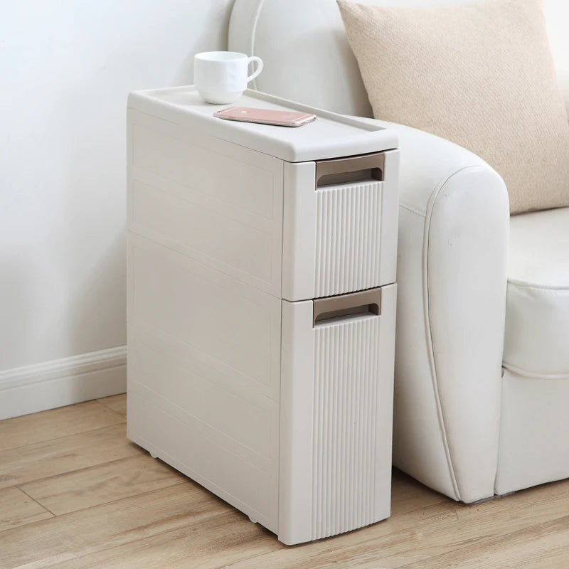 rangements salle bain meuble storage vertical cinq étages tiroirs amovible moderne lignes verticales opaque