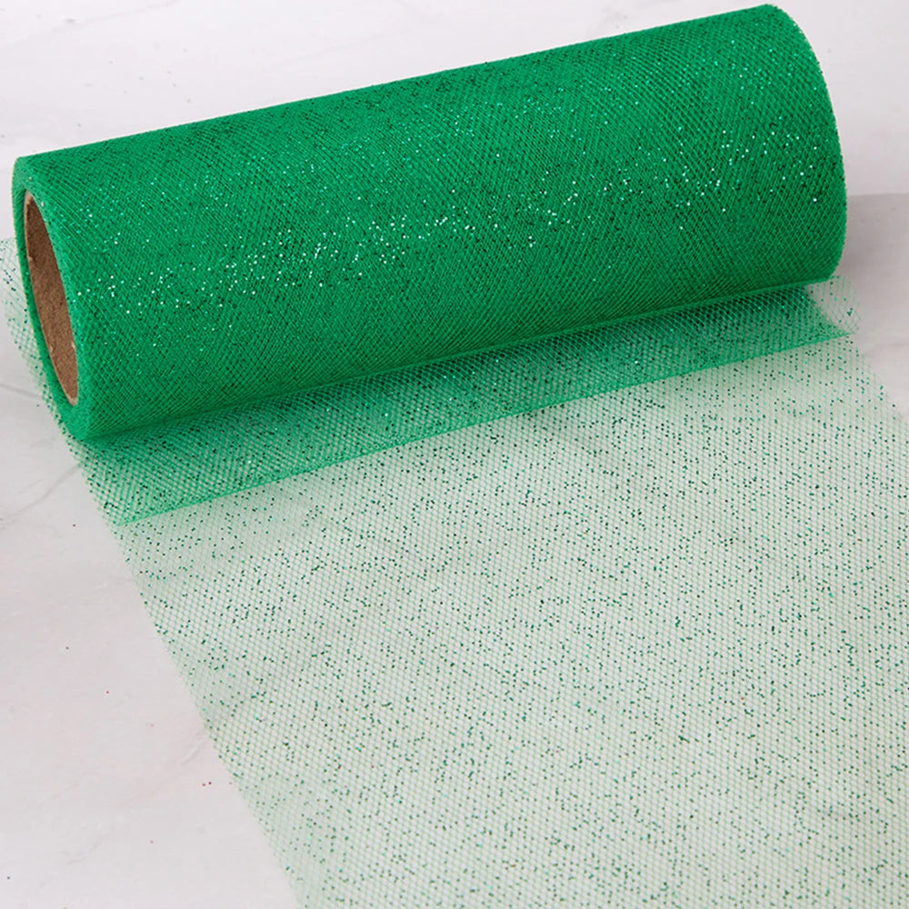 rubans tulle glitter opaques divers couleurs 15cm large 10yards longueur