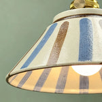 lampe suspendue vintage blanc bleu fleurs rayures cordon ajustable ampoule E27 chambre salon restaurant
