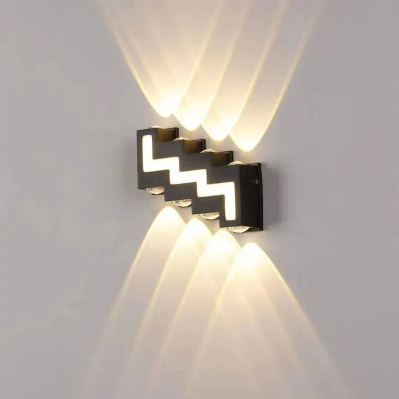 applique murale led moderne noire zigzag éclairage extérieur hydrofuge led