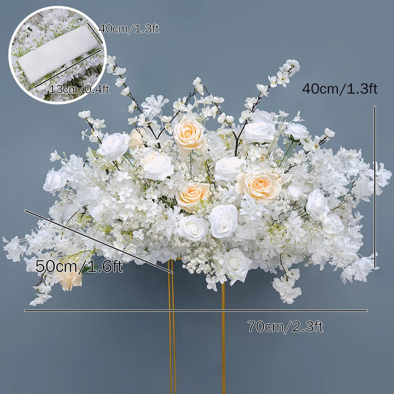 arche décorative mariage fleurs artificielles roses blanches classique romantiqueextérieur usage décoration maison