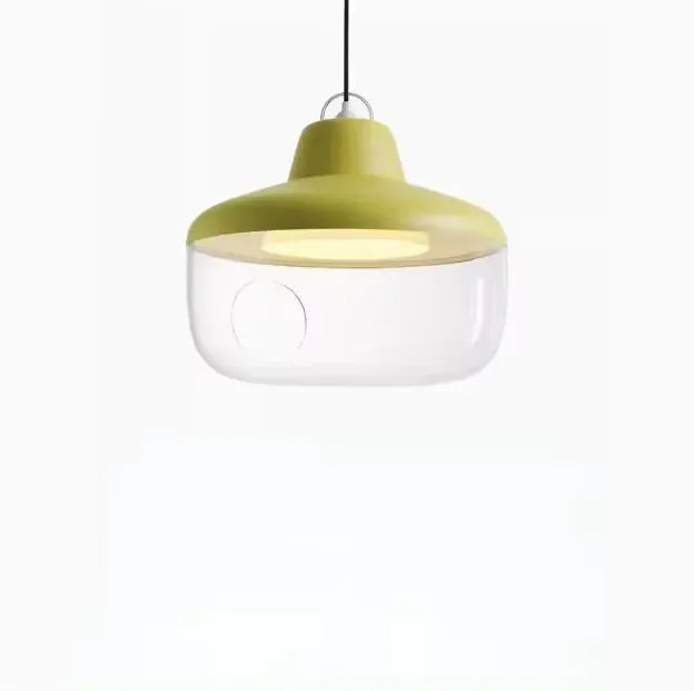 suspension lumineuse moderne transparente oiseau figurines robot vert gris noir rouge