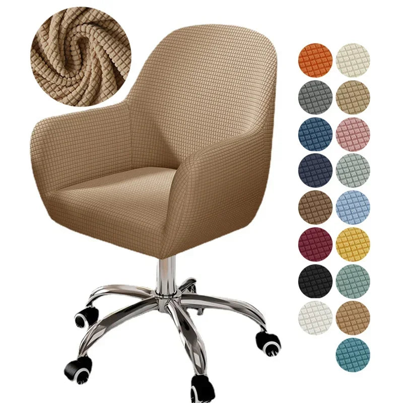 chaise moderne couverture tissu carreaux beige clair protection polyester elasthanne