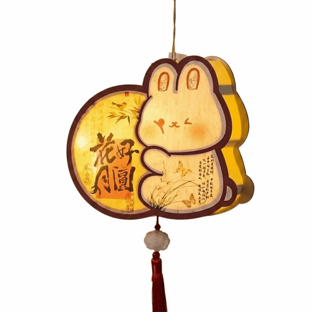lampe décorative artisanale lapins dessins animés motifs floraux cordelette pompon opaques multicolores fête anniversaire