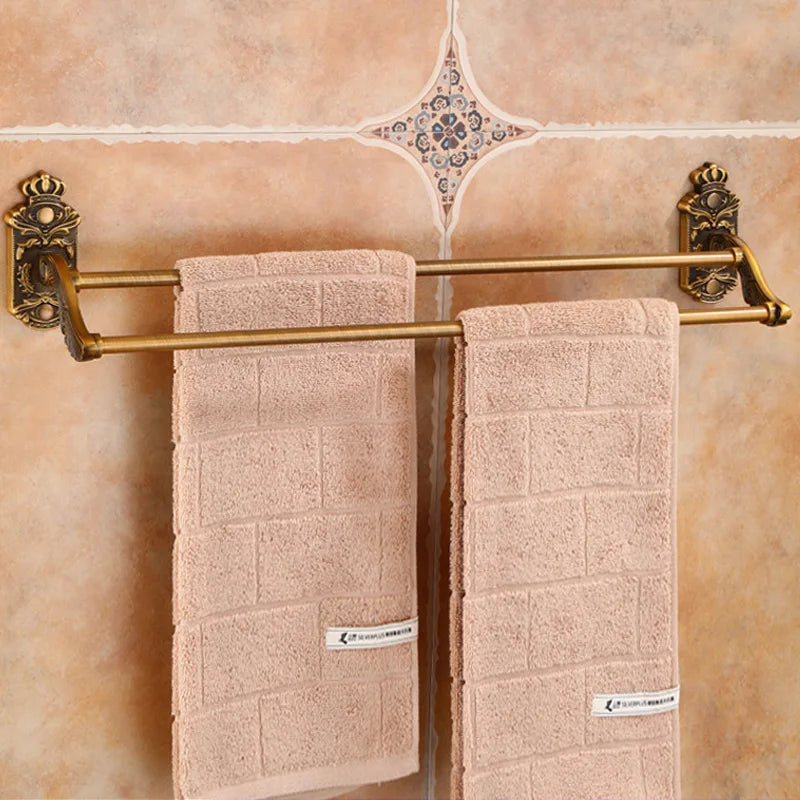 porte serviettes doré porte papier savon porte manteau ensemble salle bain finition antique bronze
