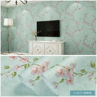 papier peint fleurs blanches classique adhésif résistant humidité écologique chambre salon vintage pastorale