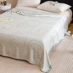 couverture fibre bambou motif floral deux oreillers canapé lit maison
