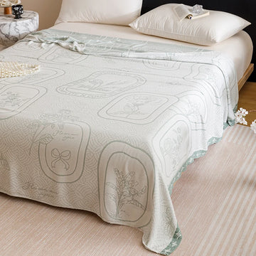 couverture fibre bambou motif floral deux oreillers canapé lit maison