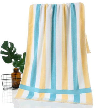 serviettes bain coton rayées bleu clair moderne absorbantes rapide sécher machine washable