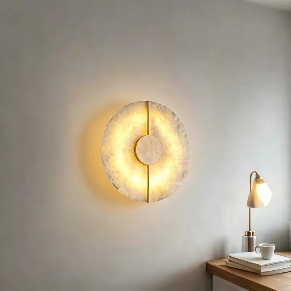lampe murale moderne marbre blanc gris doré éclairage chambre salon étude salle bain led