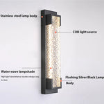 lampe murale led noire contemporaine acier inoxydable ondulée ip65 réglable triac 3000k 6000k