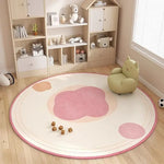 tapis rond nuage enfant moderne rose clair antidérapant 80x80cm 120x120cm salon chambre