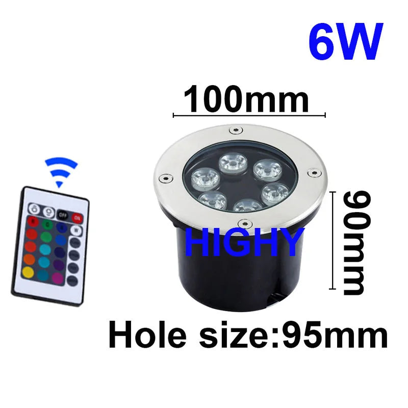 Spot LED argenté moderne télécommande éclairage extérieur IP67 12W 18W 9W