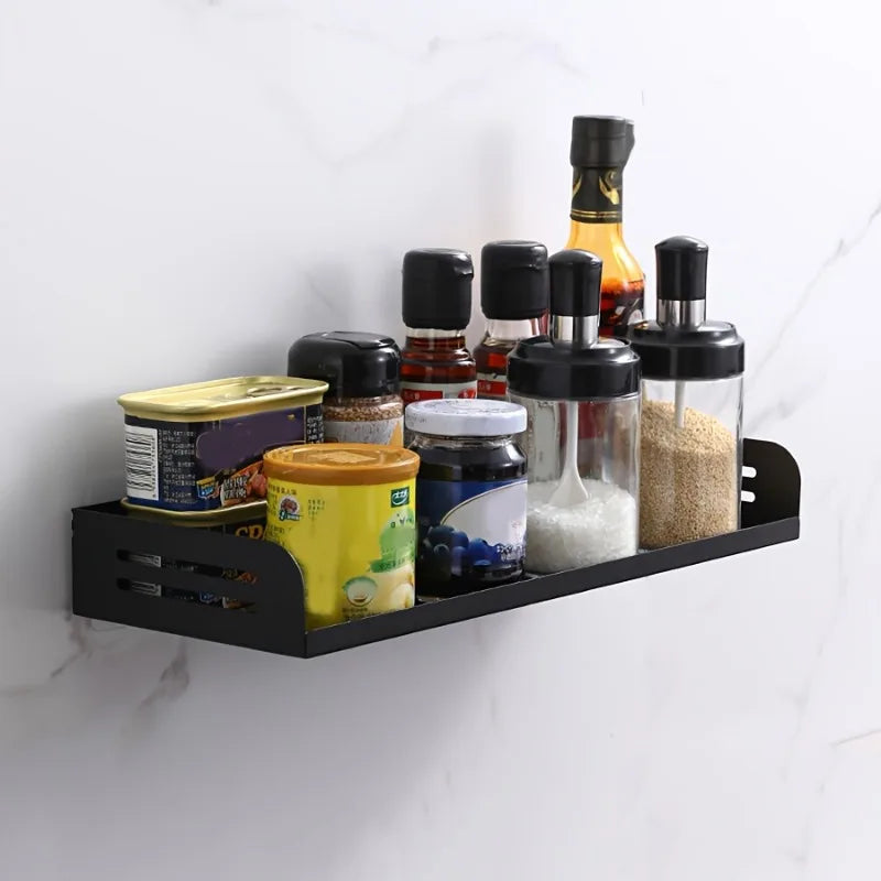 étagère murale moderne adhésive rangement noir divers objets cuisine salle bain chambre salon