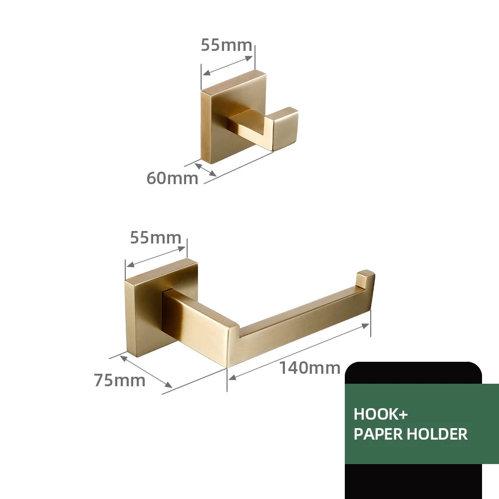 accessoires salle bain doré moderne minimaliste double étagère porte serviettes porte papier toilette brush