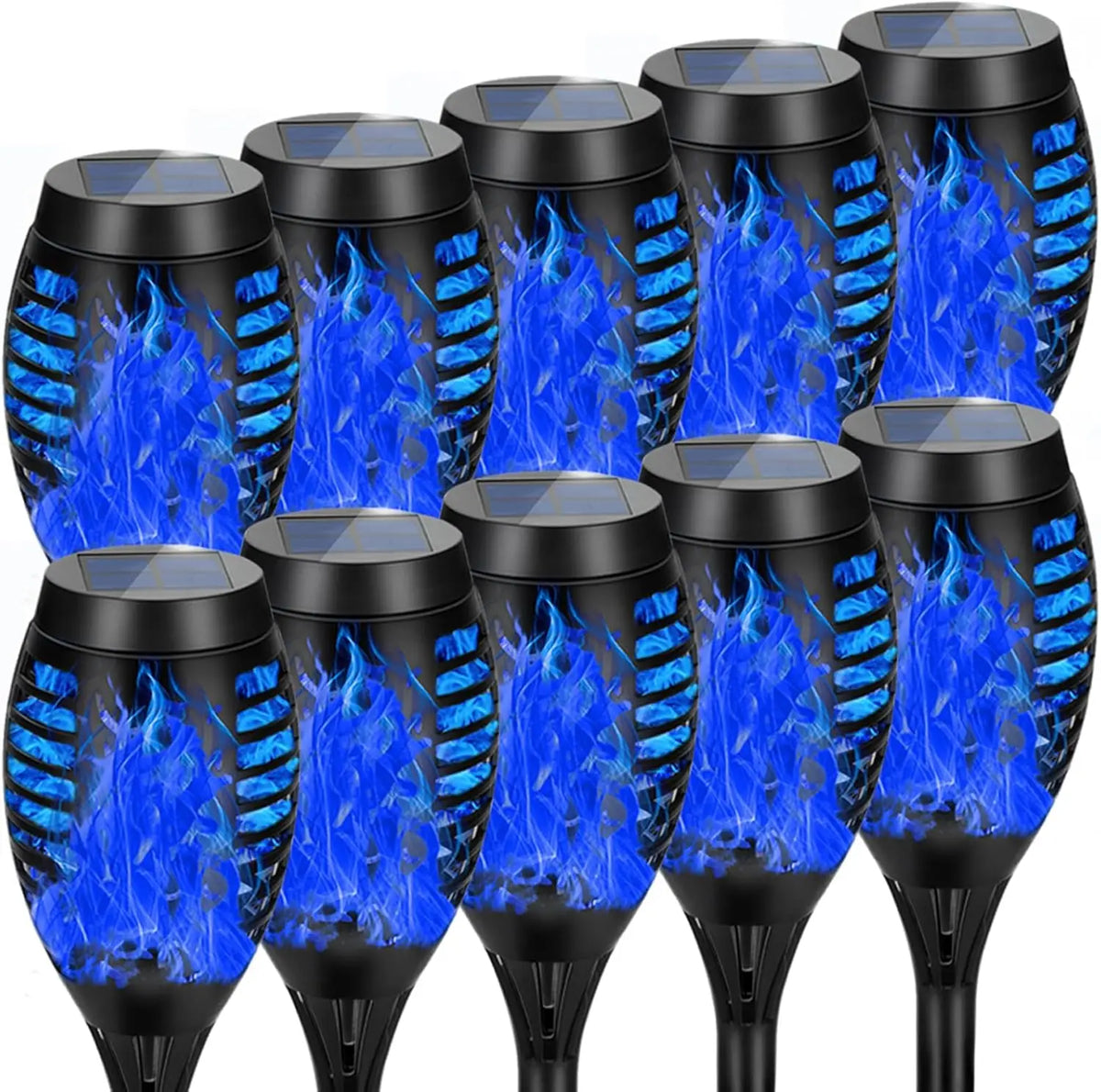 lanterne solaire flamme stylisée noir bleu orange moderne extérieure jardin halloween