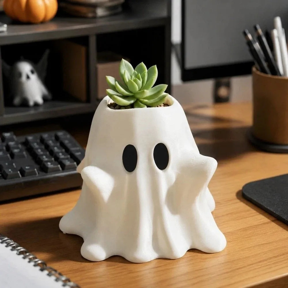 vase fantôme blanc yeux noirs créatif halloween pot fleur succulente culture hydroponiqueintérieur amovible drainage