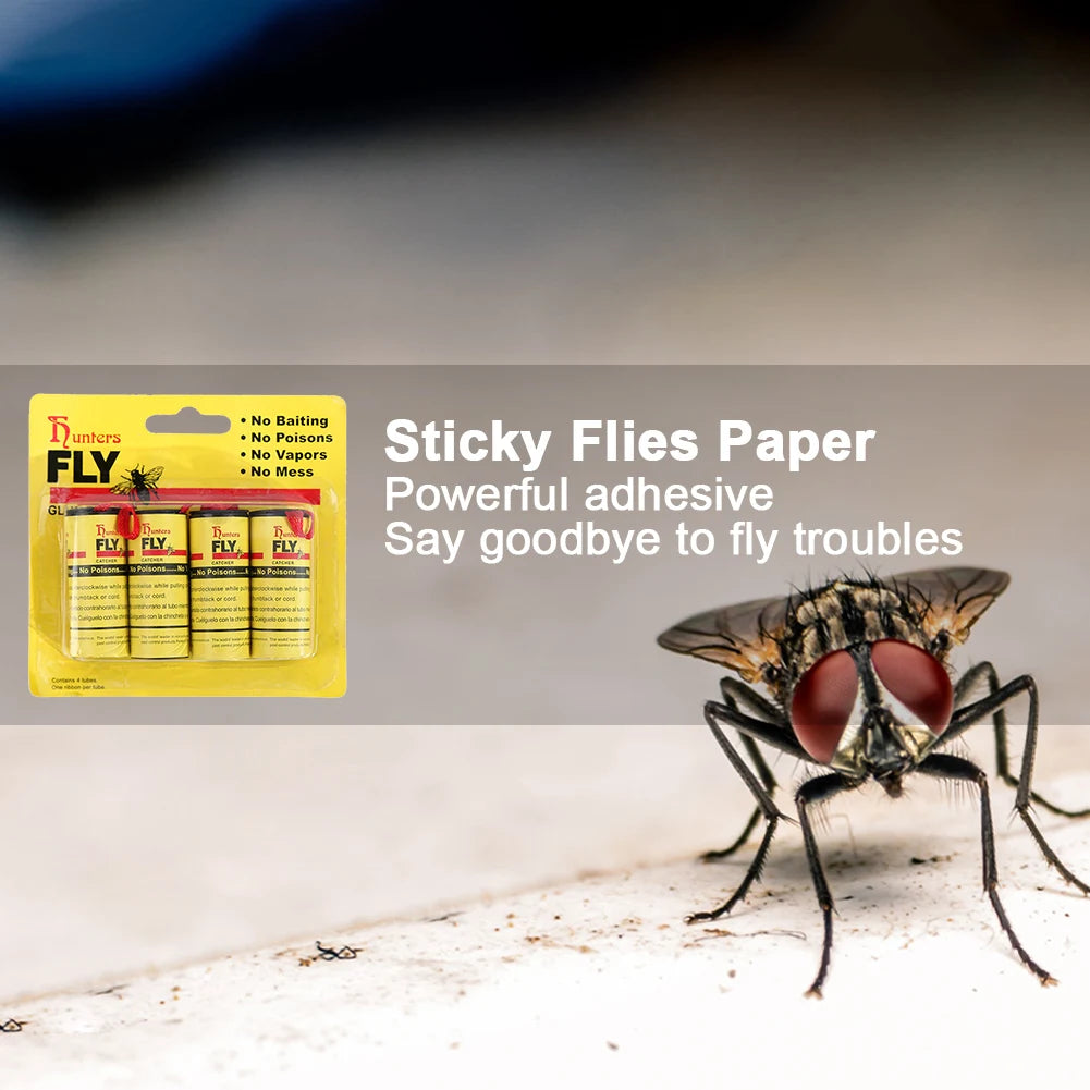 pièges mouches papier adhésif anti insectes pratique attrape mouches jetables facile utilisation boîte jaune