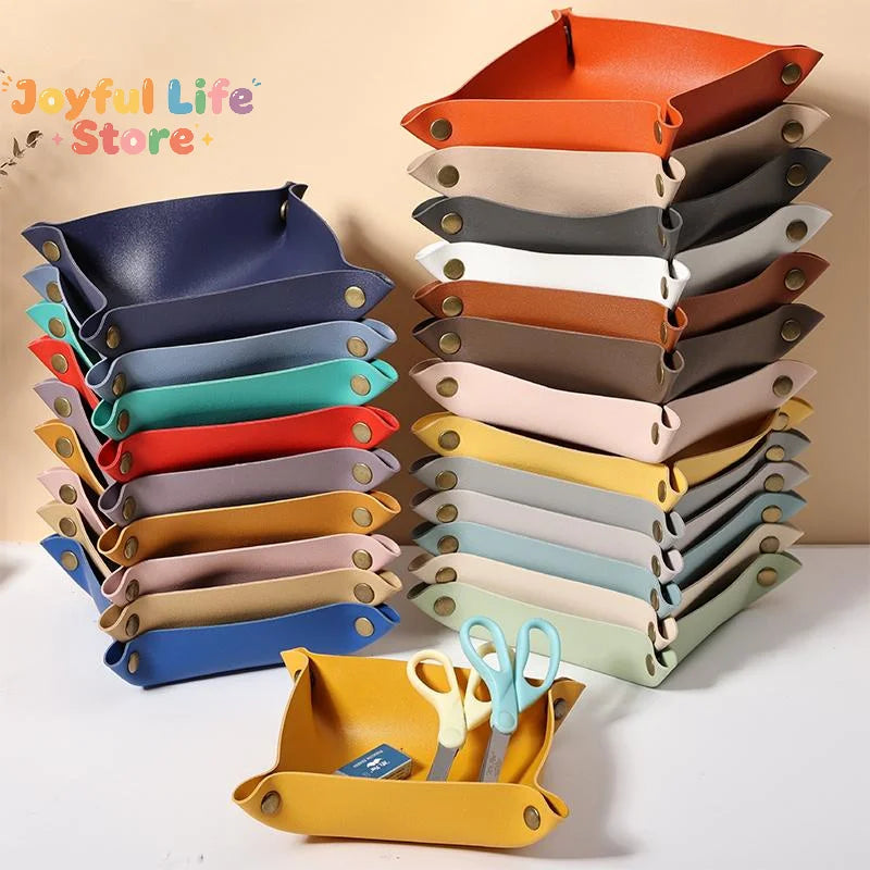 plateau rangement pliable simili cuir bleu marine moderne minimaliste vert marron rouge beige orange