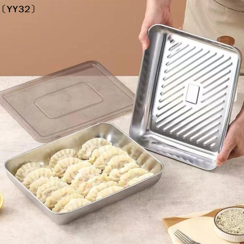 boîtes rangement transparentes argentées poignée boîte dumplings moderne conteneurs alimentaires inoxydables fonctionnel plateaux repas