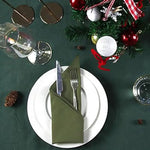serviettes table noël vert olive blanc motifs décoratifs 40x40cm réutilisables festive