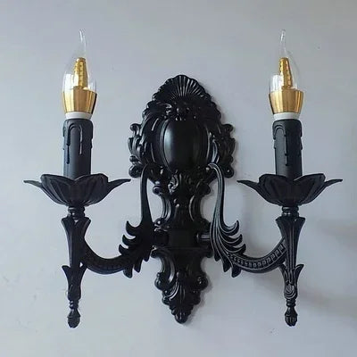 applique murale deux bras doré ornements floraux classique led chambre cuisine salle manger