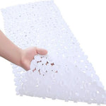 tapis bain antidérapant moderne gris clair succion cup lavable machine cailloux texturé salle bain