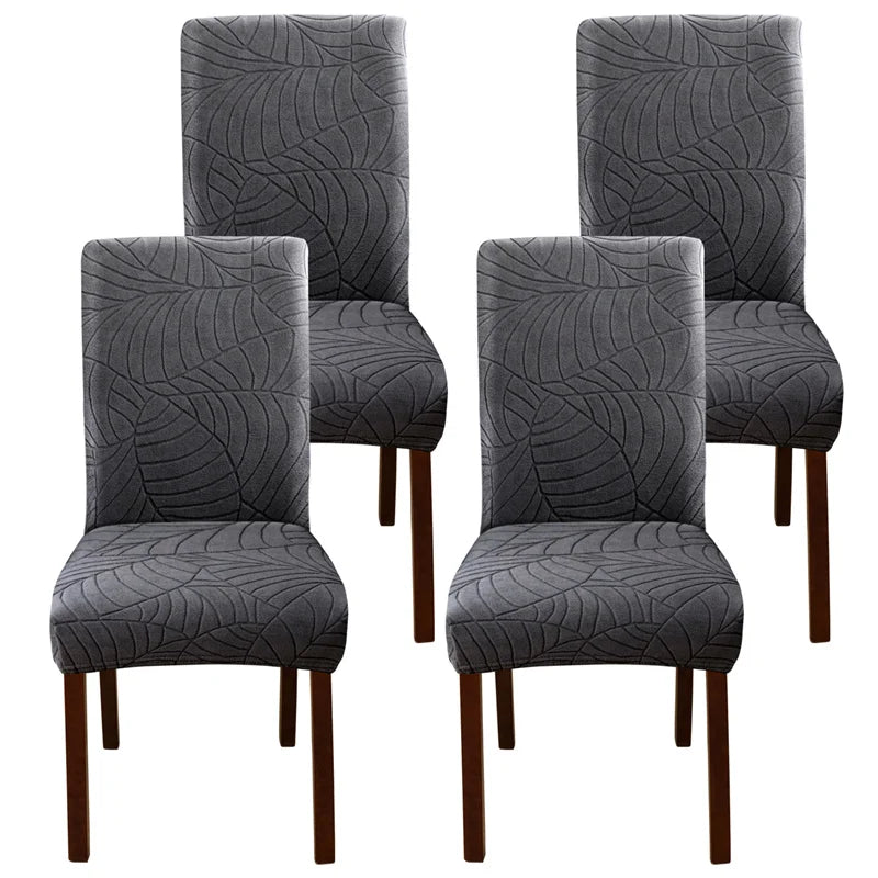 housse chaise velours motif feuilles extensible élastique fauteuil salle manger moderne