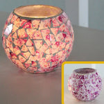 bougeoir multicolore mosaïque artisanal verre opac transparent décoration maison petite bougie chauffe plat support