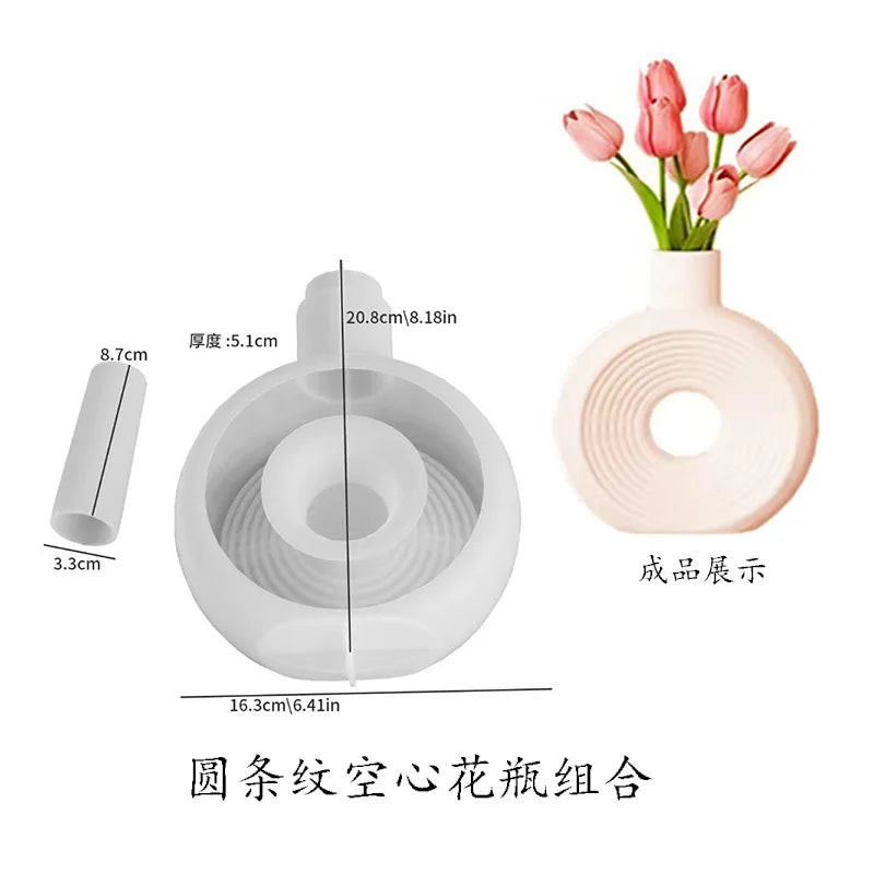 vase silicone rayures circulaires blanc rose moderne minimaliste ornement
