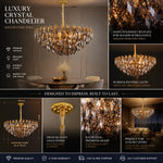 lustre cristal doré facettes brillantes élégant salon chambre moderne suspension transparent
