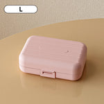 boîte pilules moderne blanc rose compartiments semaines verrouillable pratique adhésif organisateur médicaments portable