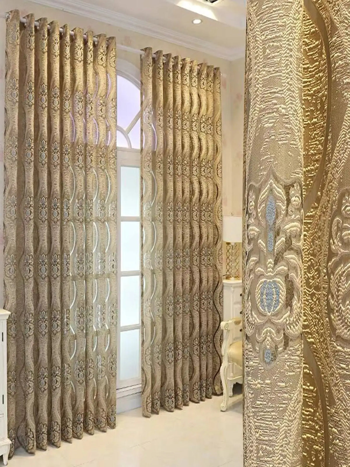 rideaux perforés européens motif floral polyester translucides salon sans fin européen ornements tringle rideaux