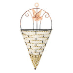 panier suspendu tressé marron artisanal métallique décoration murale rustic