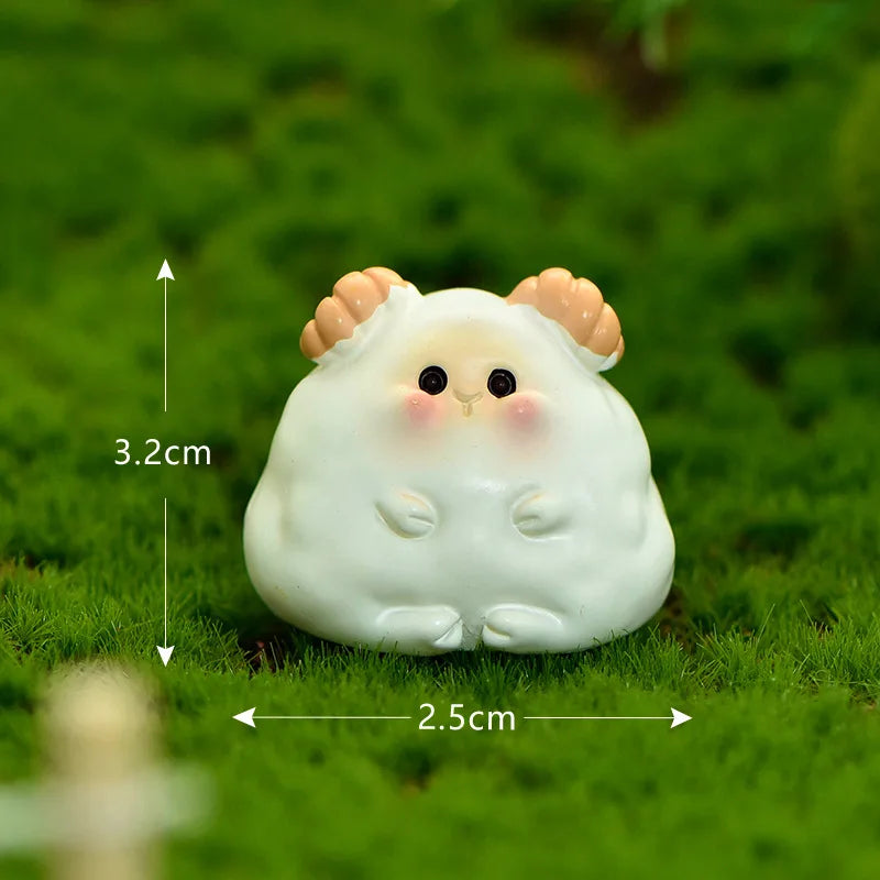 figurines animaux dessin animé mignon résine cochon chat mouton licorne miniature decoration jardin halloween